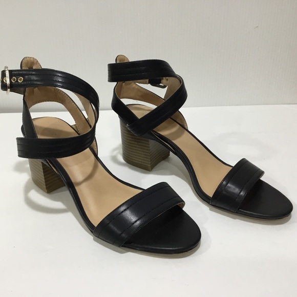 Apt. 9 Ankle Strap Open Black Shoe Size 8 - Picture 2 of 8